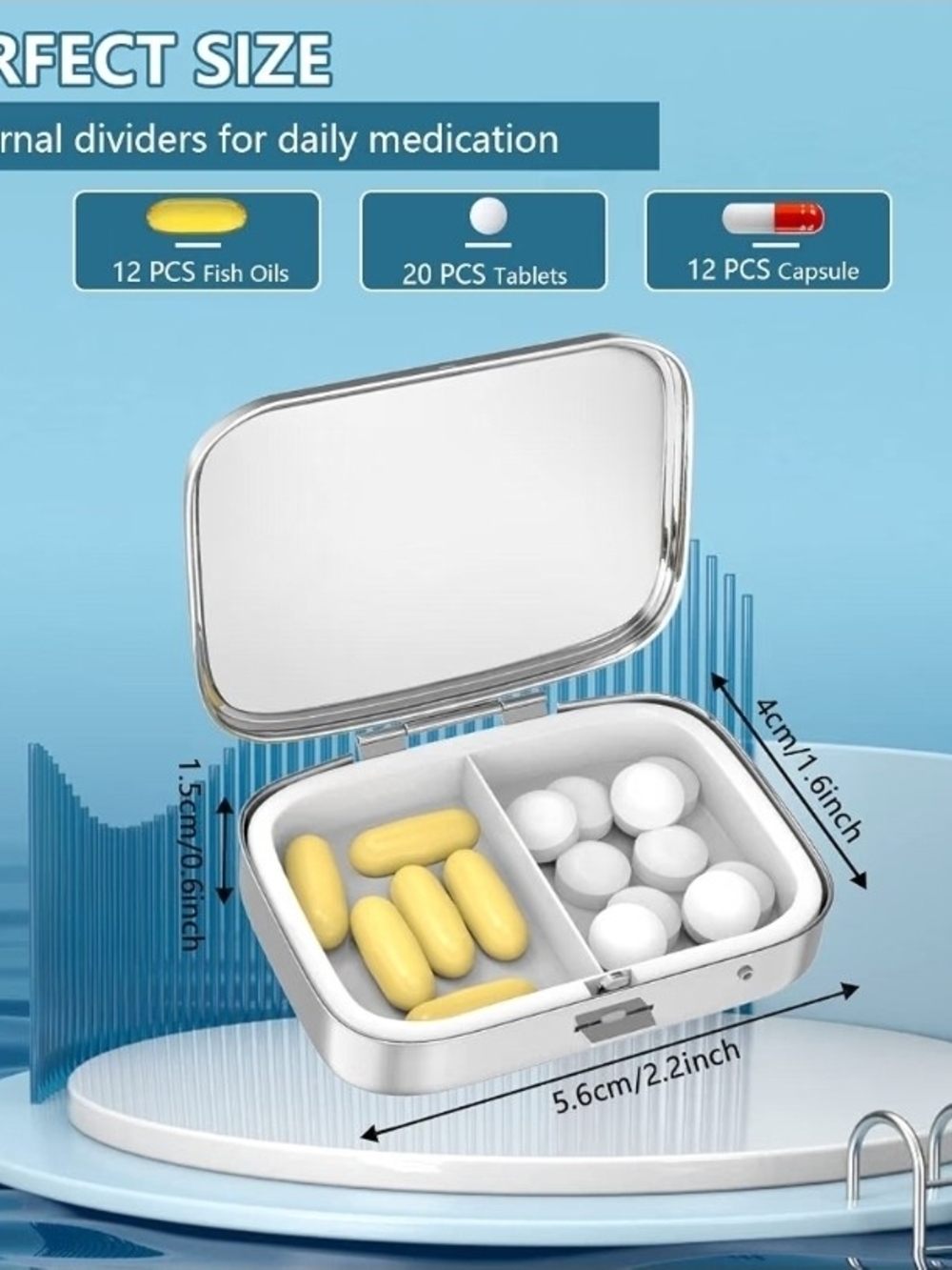 Van Gogh Almond Blossom Pill Box 2 Compartment Pill Case / Pill Organizer BNIB - Picture 7 of 16